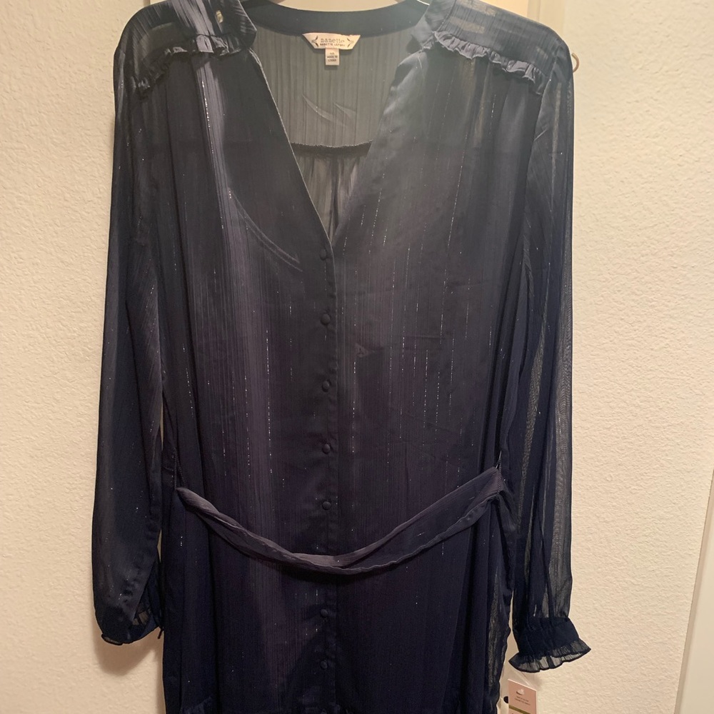 Navy dress, slight shimmer, light weight material